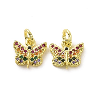 Brass Micro Pave Colorful Cubic Zirconia Charms KK-E068-VF094-1