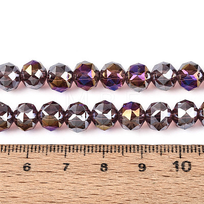 AB Color Plated Transparent Glass Round Beads Strands EGLA-T029-8mm-12T-06-1