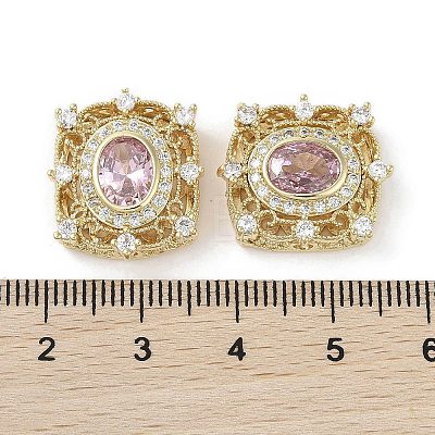 Brass Micro Pave Cubic Zirconia Beads KK-G491-36G-02-1