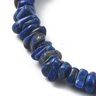 Natural Lapis Lazuli Chips Stretch Bracelet BJEW-JB09598-02-1