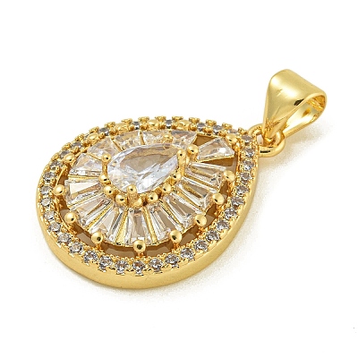 Rack Plating Brass Pave Cubic Zirconia Pendants KK-U029-28G-07-1