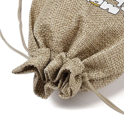 Christmas Printed Burlap Packing Pouches Drawstring Bags ABAG-Q053-02B-11-1