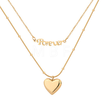 Stainless Steel Double Layer Necklaces KA9286-4-1