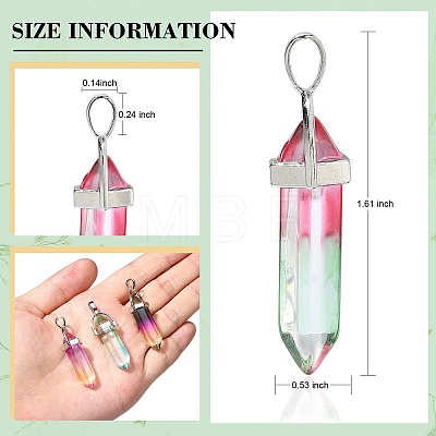 14Pcs 7 Colors Faceted Bullet Glass Pointed Pendants GLAA-CJ0001-71-1