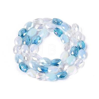 Electroplate Imitation Jade & Opaque & Transparent Glass Beads Strands EGLA-Q135-6x8MM-01F-1