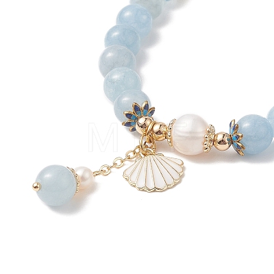 Natural Mixed Gemstone & Pearl Stretch Bracelet BJEW-JB09224-1