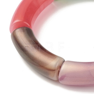 Acrylic Curved Tube Chunky Stretch Bracelet for Women BJEW-JB08285-1