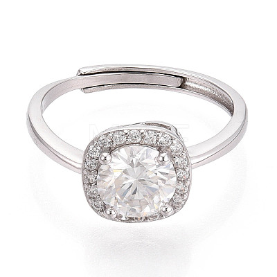 Adjustable 925 Sterling Silver Round Cut Moissanite Halo Promise Ring STER-T008-87P-1