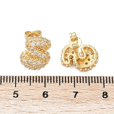 Brass Micro Pave Cubic Zirconia Stud Earrings EJEW-Z091-04G-S-1