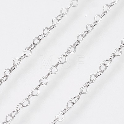 Long-Lasting Plated Brass Heart Link Chains Necklaces NJEW-K112-02P-NF-1