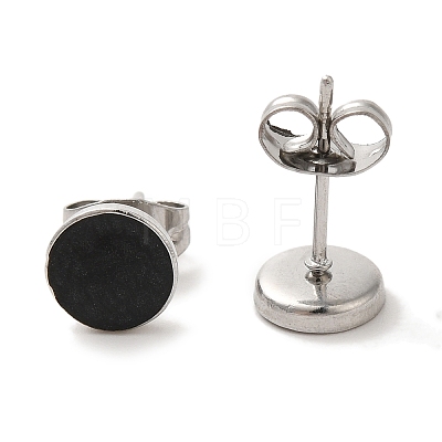 304 Stainless Ion Plating(IP) 304 Stainless Steel Flat Round Stud Earrings EJEW-C114-16P-01-1