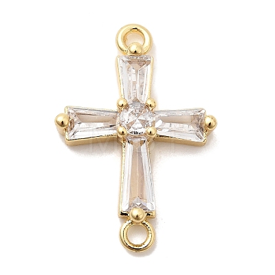 Brass Pave Clear Cubic Zirconia Connector Charms KK-H529-39D-G-1