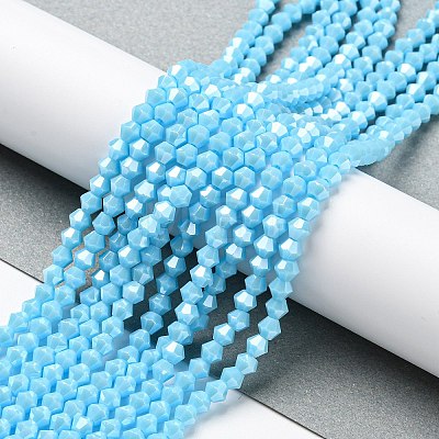 Opaque Solid Color Electroplate Glass Beads Strands GLAA-F029-P4mm-C12-1