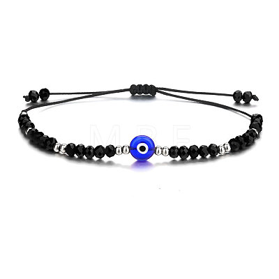 Adjustable Glass Evil Eye Brided Bead Bracelet TV3992-8-1