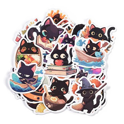 50Pcs Cartoon Cat Paper Self-Adhesive Picture Stickers STIC-C010-13-1