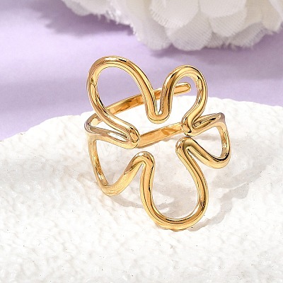 304 Stainless Steel Cuff Open Rings for Women RJEW-L342-04G-1