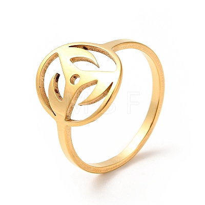Ion Plating(IP) 201 Stainless Steel Wheel Finger Ring for Women RJEW-G266-27G-1