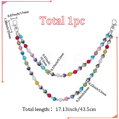 1Pc Polymer Clay Rhinestone Disc Ball and Round Acrylic Beaded Double Layer Pants Chains AJEW-BM0001-27-1