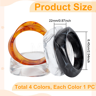 4Pcs 4 Colors Acrylic Bangles BJEW-UN0001-80B-1