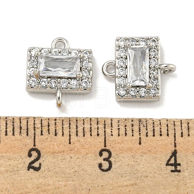 Brass Pave Clear Cubic Zirconia Connector Charms KK-P275-44P-1