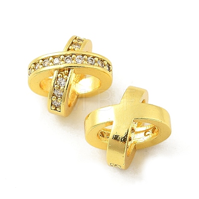 Brass Micro Pave Cubic Zirconia Beads KK-P297-06G-1