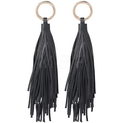 2Pcs PU Leather Tassel Pendant Keychains FIND-CL0002-41D-1