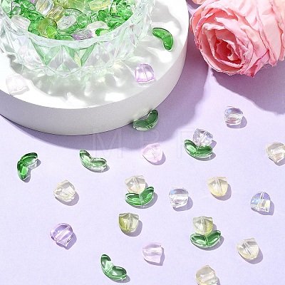 Spray Painted Transparent Glass Beads GLAA-YW0003-76-1