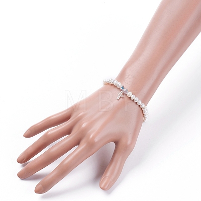 Natural Freshwater Pearl Beads Stretch Bracelets BJEW-JB04863-01-1