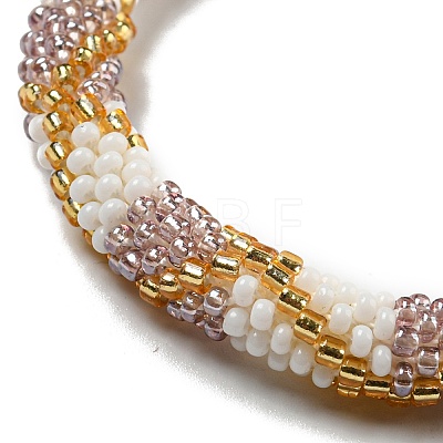 Handmade Braided Glass Seed Beaded Stretch Bracelets for Women BJEW-A012-01B-1