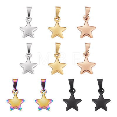 10Pcs 5 Colors 304 Stainless Steel Pendants STAS-TA0006-46-1