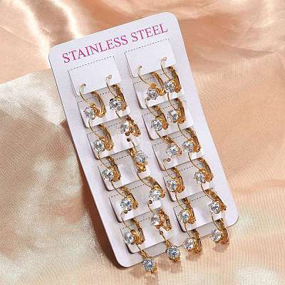 Flat Round 201 Stainless Steel Leverback Earrings EJEW-D354-19G-1