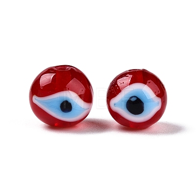 Handmad Evil Eye Round Lampwork Beads LAMP-T021-17D-1