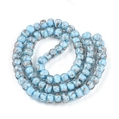 Luminous Handmade Gold Foil Glass Beads Strands FOIL-N029-02A-04-1