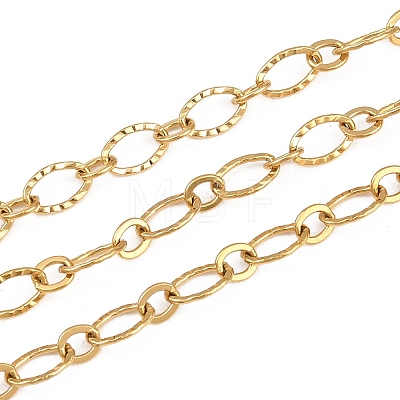 304 Stainless Steel Textured Oval Link Chains CHS-P028-11G-1