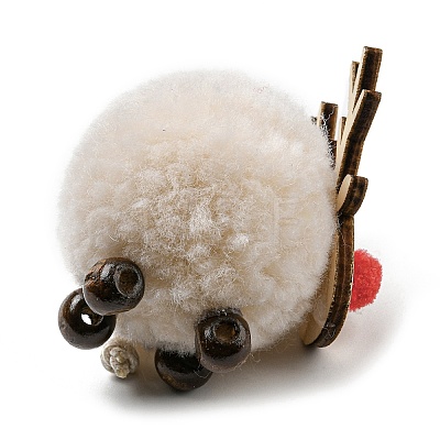 Christmas Themed Plush & Wood Deer Ball Pendant Decoration HJEW-E008-01A-1