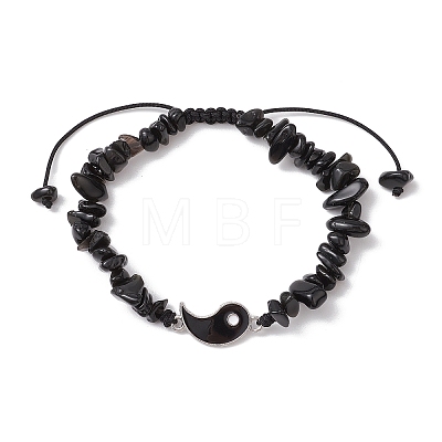 2Pcs Natural Obsidian Braided Beads Bracelets Sets BJEW-JB10952-1