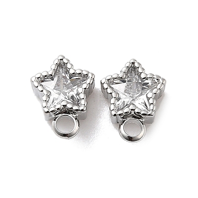 Brass with Cubic Zirconia Stud Earrings Finding KK-Q048-17P-1