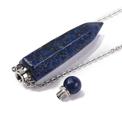 Dyed Natural Lapis Lazuli Bullet Shaped Perfume Bottle Pendant Necklaces G-B089-02P-09-1