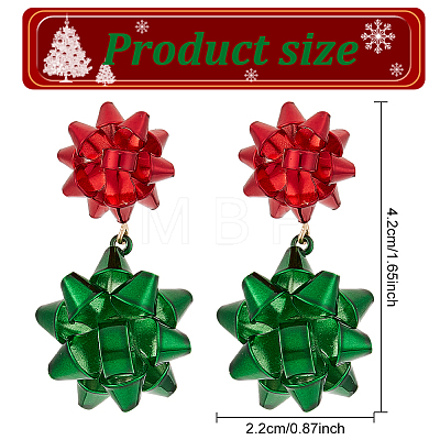 ANATTASOUL 4 Pairs 4 Colors Christmas Star Alloy Dangle Stud Earrings for Women EJEW-AN0002-26-1