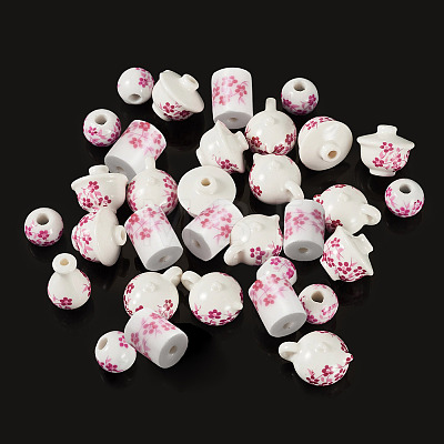 32Pcs 4 Styles Handmade Porcelain Beads PORC-TA0001-78A-1