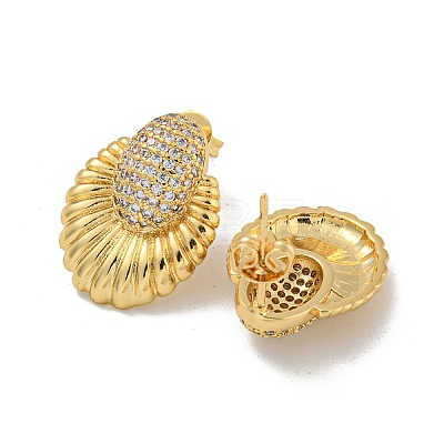 Teardrop Brass Pave Clear Cubic Zirconia Stud Earrings EJEW-N054-40G-1