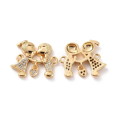 Brass Micro Pave Clear Cubic Zirconia Links Connectors ZIRC-Z018-16G-1