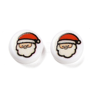 Christmas Theme Printed Opauqe Acrylic Beads OACR-R004-01K-1