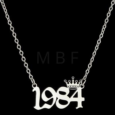 Crown Birth Year 201 Stainless Steel Pendant Necklaces for Women FS-WG4E8F2-45-1
