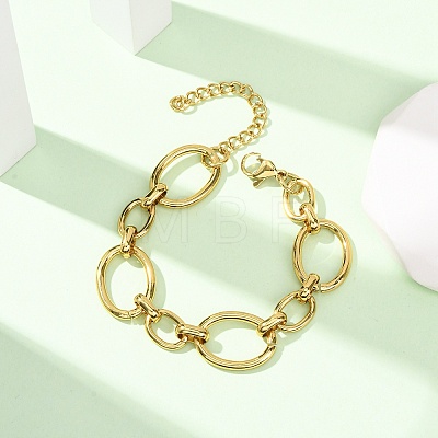 304 Stainless Steel Oval Link Chain Bracelets for Women BJEW-F536-07G-1