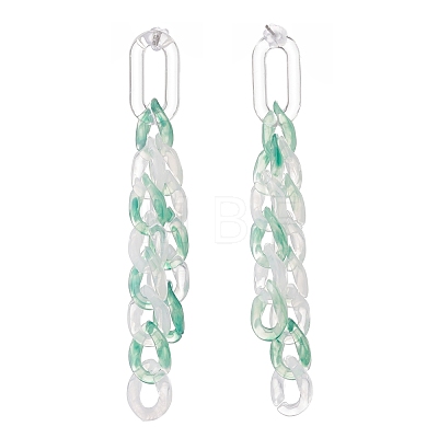 Acrylic Curb Chain Tassel Dangle Stud Earrings for Women EJEW-JE04767-03-1