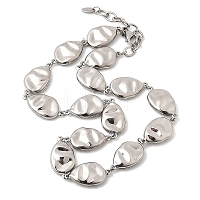 316L Surgical Stainless Steel Textured Flat Teardrop Link Chain Necklaces NJEW-D297-03P-1