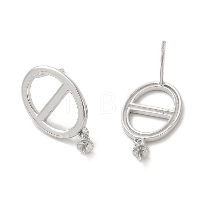 Rhodium Plated 925 Sterling Silver Stud Earring Findings STER-P056-03P-1