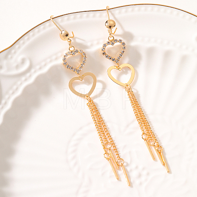Elegant European Style Brass Heart Tassel Hoop Earrings UN2396-1