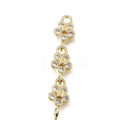 Brass Pave Cubic Zirconia Flower Connector Charms CU-E002-07G-01-1